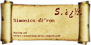Simonics Áron névjegykártya